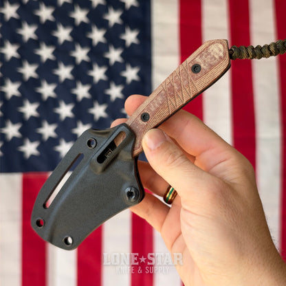 The Back Door: Lynch Blades Sparrow Seven - 3.25" CPM-154 Service Black, Brown XXX Micarta, Used - Made in USA
