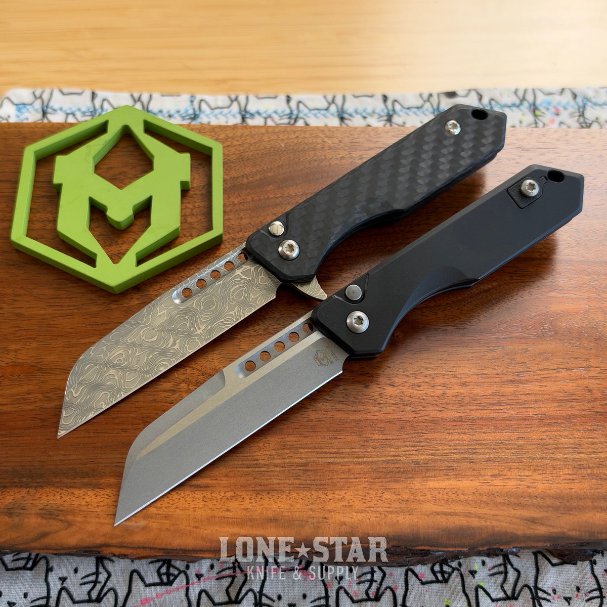 Lone Star Bundle: Heretic Jinn, Grail and User - Serial 019 Vines and Roses Damascus plus Jinn Auto - Made in USA