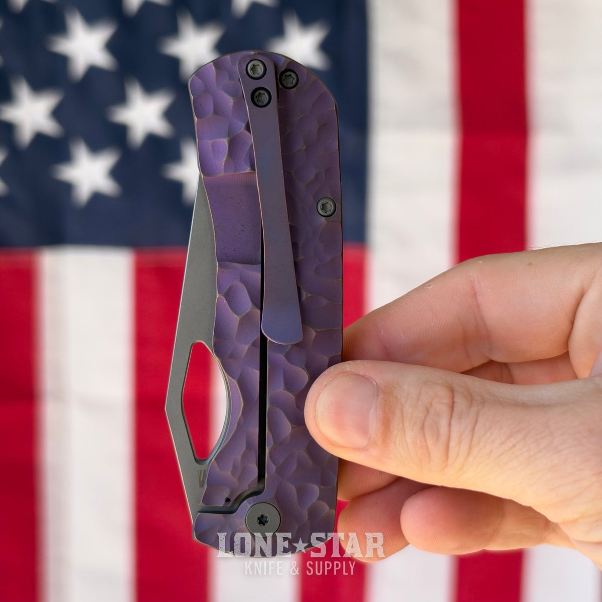 The Back Door: McNees Little Dixon 3.25" Rock - MagnaCut, Violet Atomic Titanium, Frame Lock - Made in USA (2620) (Return)