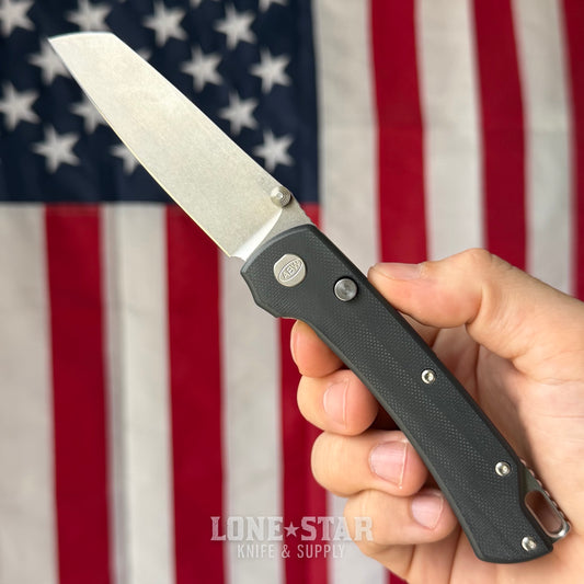 The Back Door: American Blade Works Model 3 Manual Folding Knife - Black G10, 3.3" MagnaCut, Skiff Bearings - Made in USA (ABW Model 3) (Trade In)