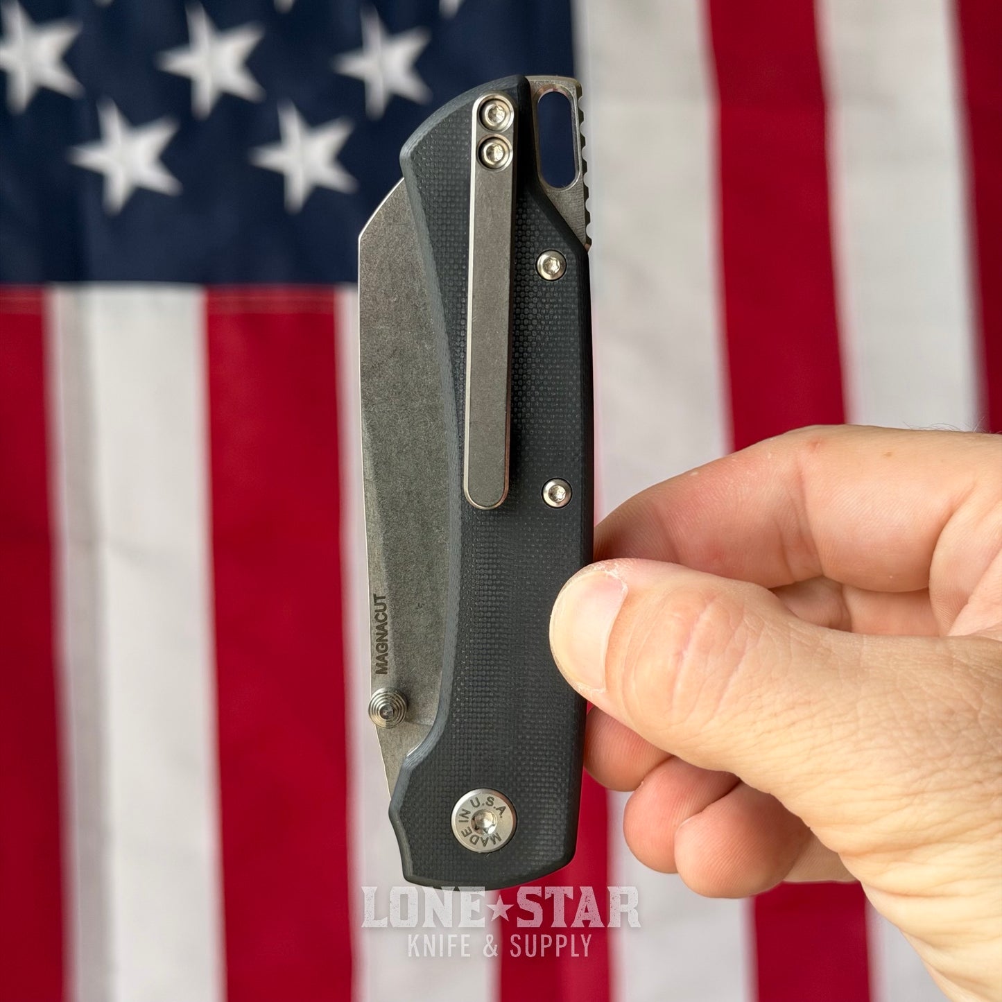 The Back Door: American Blade Works Model 3 Manual Folding Knife - Black G10, 3.3" MagnaCut, Skiff Bearings - Made in USA (ABW Model 3) (Trade In)