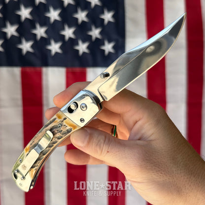 The Back Door: Used - Bear & Son 5S97 Professional Lockback 3.75" Clip Point, High Carbon Stainless, Leather Sheath - Made in USA