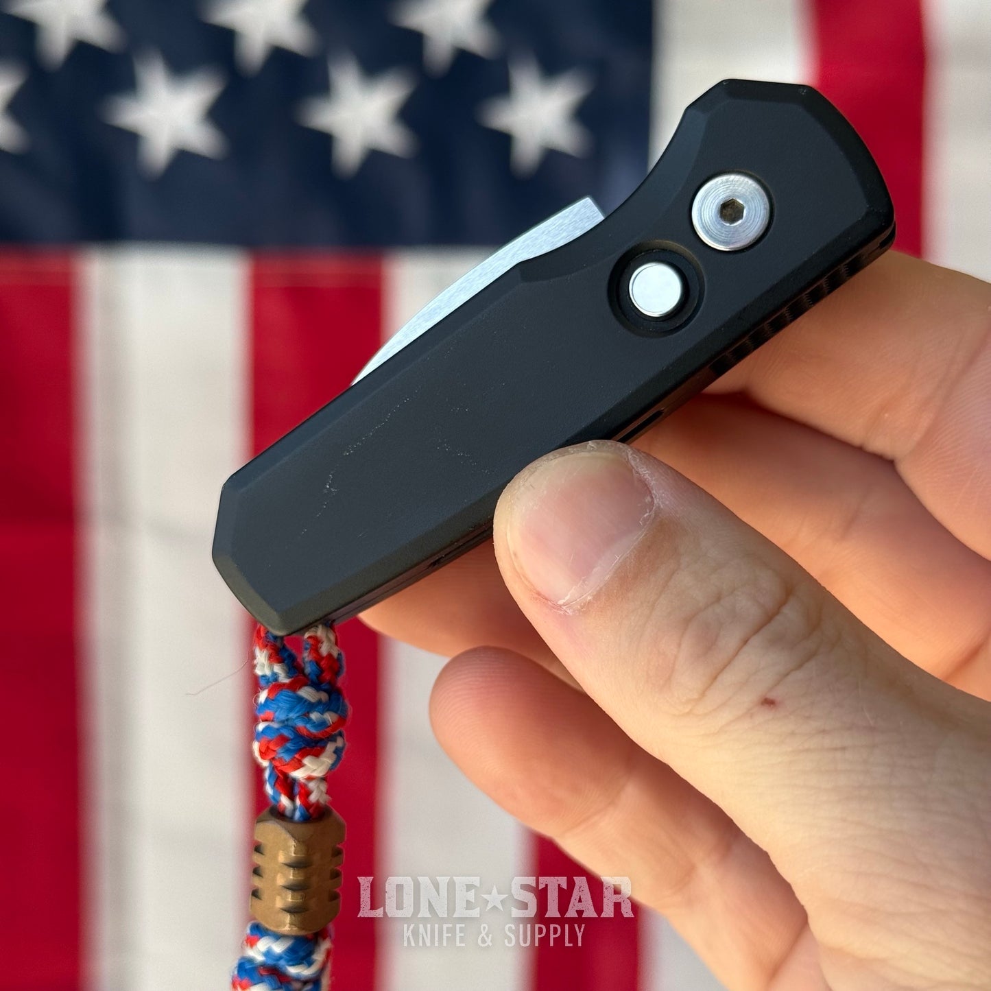 The Back Door: Used - Pro-Tech Runt 5 R5300-LTD 1.9" Wharncliffe, CPM-MagnaCut Satin, Black Aluminum, Automatic - Made in USA