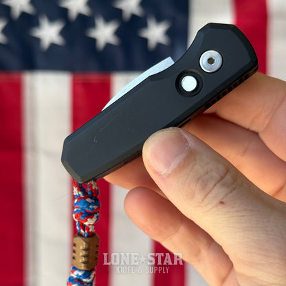 The Back Door: Used - Pro-Tech Runt 5 R5300-LTD 1.9" Wharncliffe, CPM-MagnaCut Satin, Black Aluminum, Automatic - Made in USA