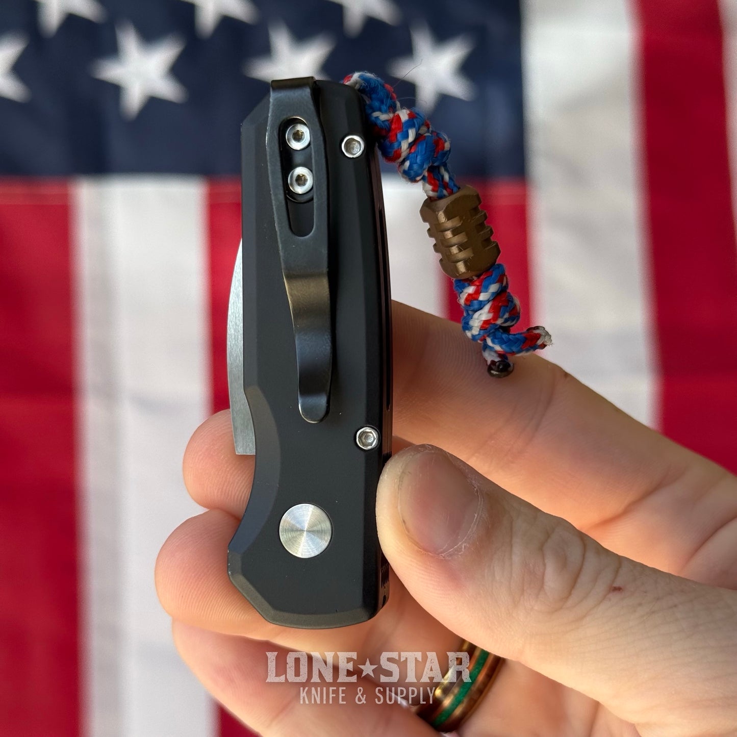 The Back Door: Used - Pro-Tech Runt 5 R5300-LTD 1.9" Wharncliffe, CPM-MagnaCut Satin, Black Aluminum, Automatic - Made in USA