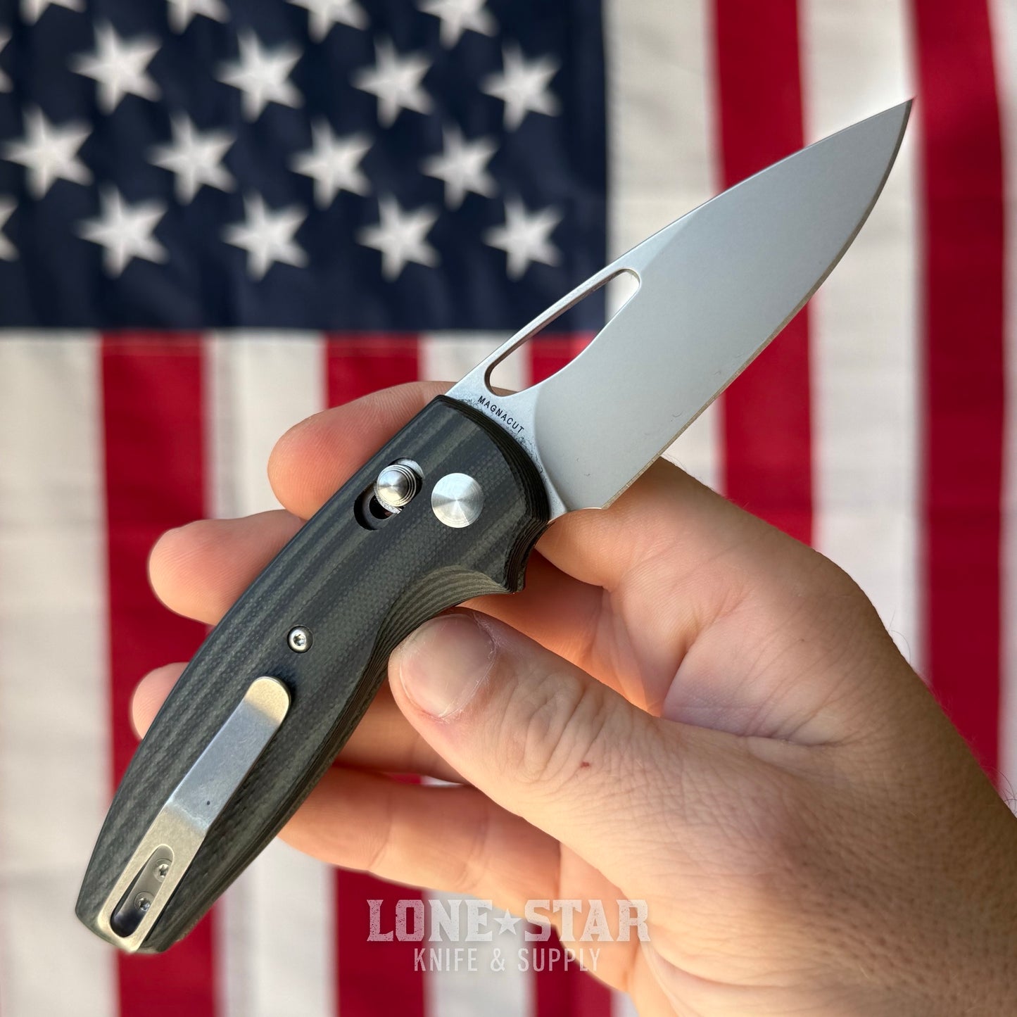 The Back Door: Used - TRM BULLDOG Rev B 2.95" Drop Point, CPM-MagnaCut, OD Green and Black G10 Lizard Skin, River-LOK - Made in USA