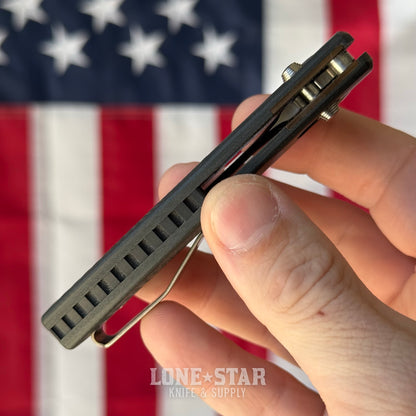 The Back Door: Used - TRM BULLDOG Rev B 2.95" Drop Point, CPM-MagnaCut, OD Green and Black G10 Lizard Skin, River-LOK - Made in USA