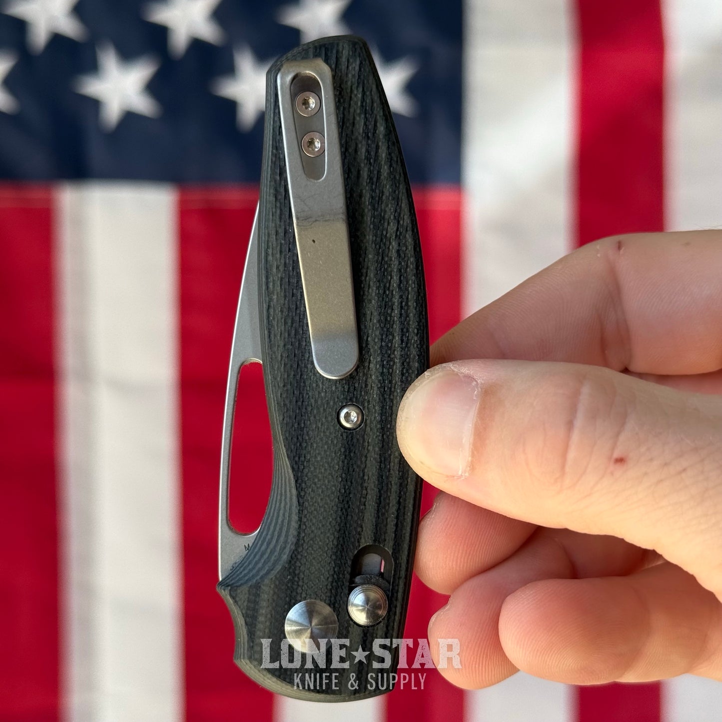 The Back Door: Used - TRM BULLDOG Rev B 2.95" Drop Point, CPM-MagnaCut, OD Green and Black G10 Lizard Skin, River-LOK - Made in USA
