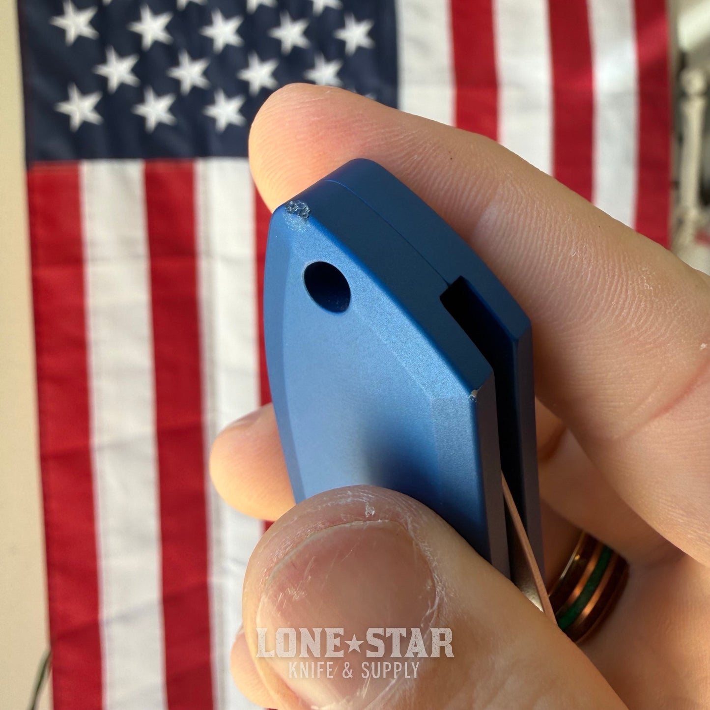 The Back Door: Used - Pro-Tech Rockeye LG3101-Blue 3.4" Drop Point, CPM-MagnaCut Stonewash, Blue Aluminum, Automatic - Made in USA