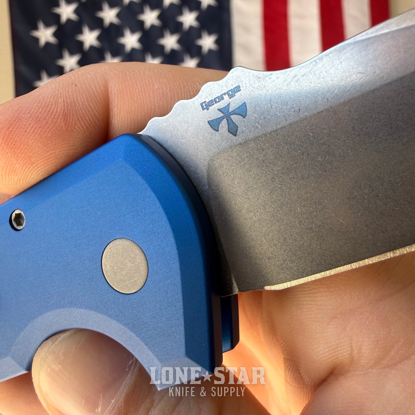The Back Door: Used - Pro-Tech Rockeye LG3101-Blue 3.4" Drop Point, CPM-MagnaCut Stonewash, Blue Aluminum, Automatic - Made in USA