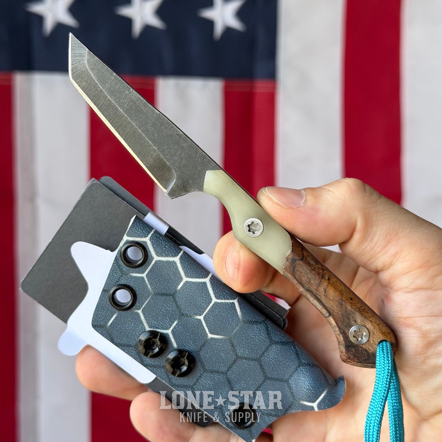 HF Blade Co. Mayfly Fixed Blade - 2.4" Nitro-V Tanto, Kydex Sheath & Ulticlip - Made in USA