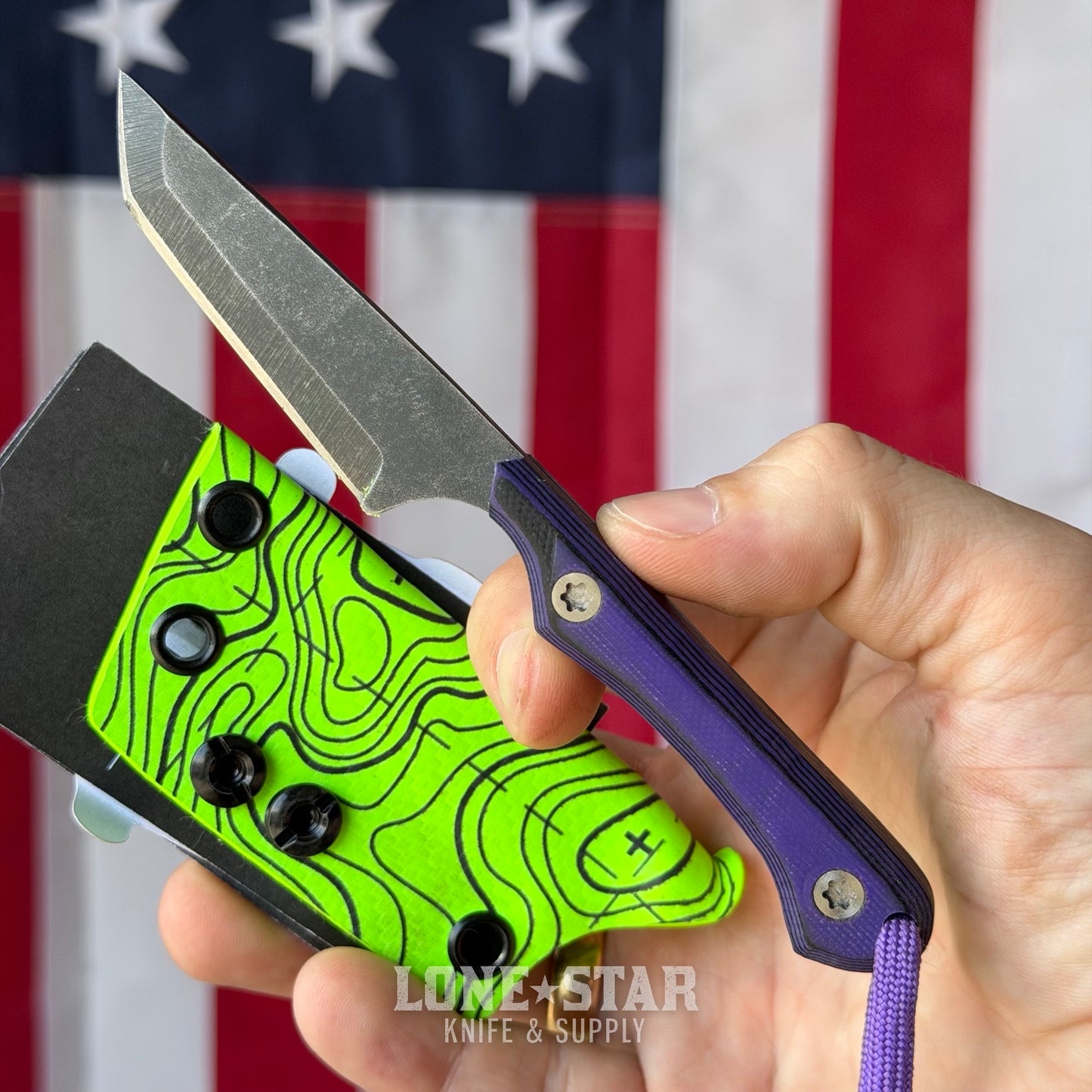 HF Blade Co. Mayfly Fixed Blade - 2.4" Nitro-V Tanto, Kydex Sheath & Ulticlip - Made in USA
