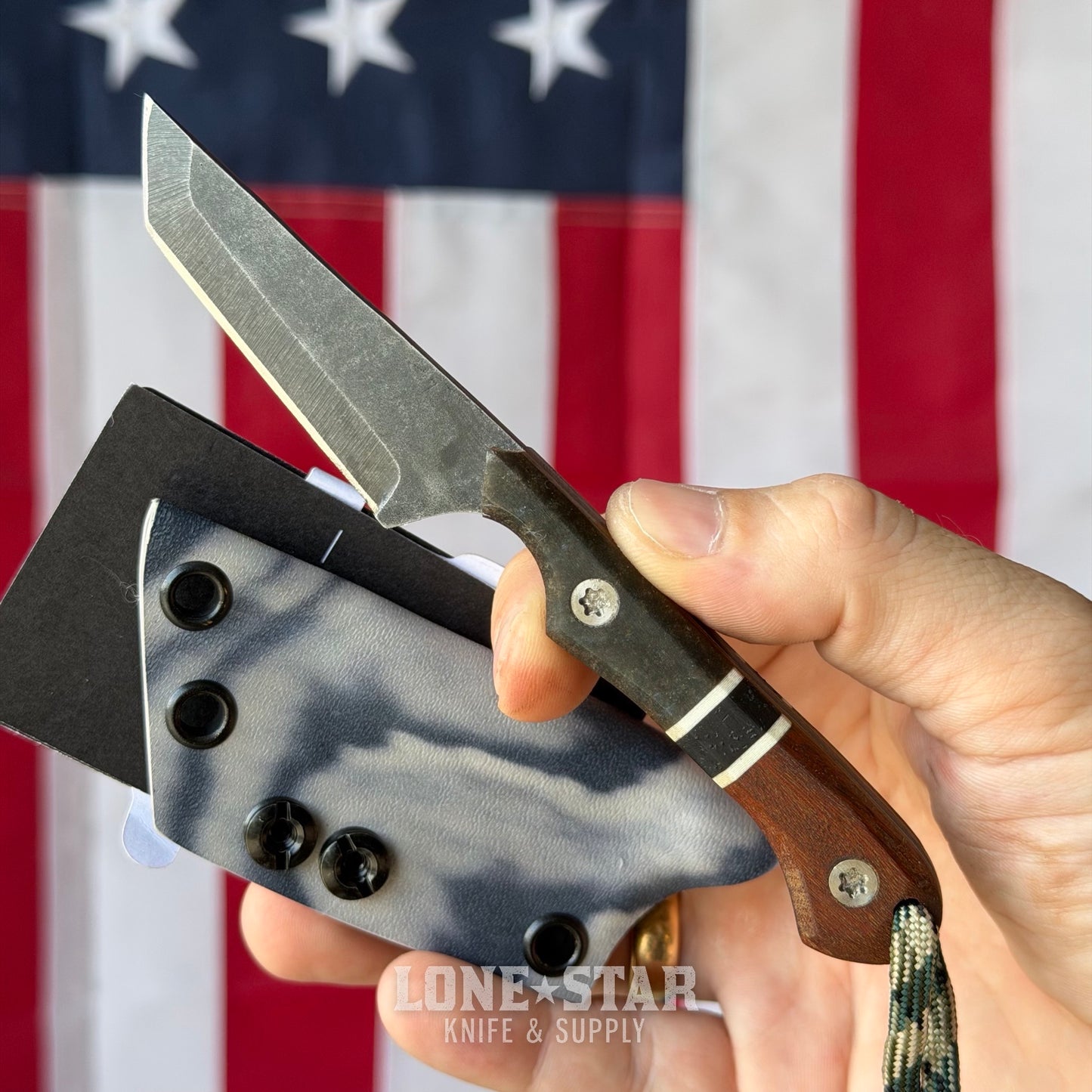 HF Blade Co. Mayfly Fixed Blade - 2.4" Nitro-V Tanto, Kydex Sheath & Ulticlip - Made in USA