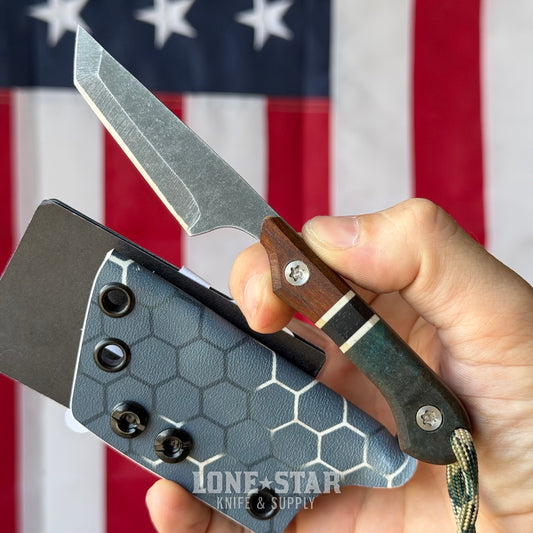 HF Blade Co. Mayfly Fixed Blade - 2.4" Nitro-V Tanto, Kydex Sheath & Ulticlip - Made in USA