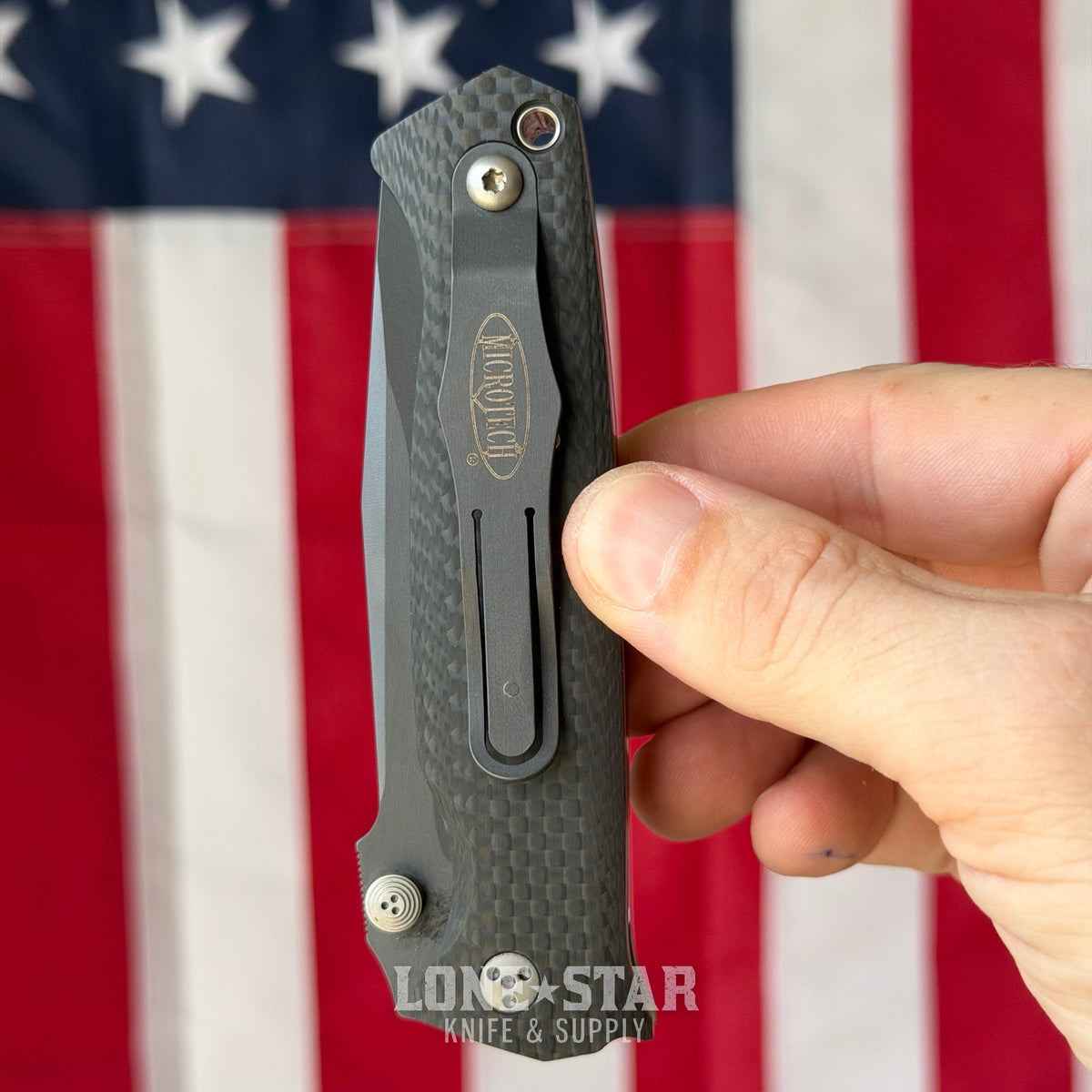 The Back Door: Microtech CMTX5 Dual Action Automatic - 3.5" Blasted S30V, Carbon Fiber, Hidden Clip Trigger, 2004 Collector Model, Serial 0617 - Made in USA (C-300765-1) (Trade In)