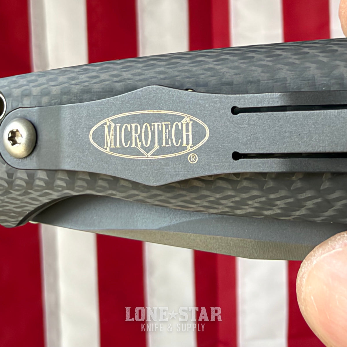 The Back Door: Microtech CMTX5 Dual Action Automatic - 3.5" Blasted S30V, Carbon Fiber, Hidden Clip Trigger, 2004 Collector Model, Serial 0617 - Made in USA (C-300765-1) (Trade In)