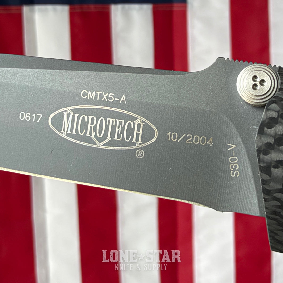 The Back Door: Microtech CMTX5 Dual Action Automatic - 3.5" Blasted S30V, Carbon Fiber, Hidden Clip Trigger, 2004 Collector Model, Serial 0617 - Made in USA (C-300765-1) (Trade In)