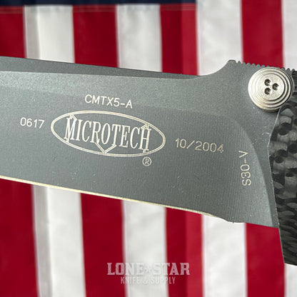 The Back Door: Microtech CMTX5 Dual Action Automatic - 3.5" Blasted S30V, Carbon Fiber, Hidden Clip Trigger, 2004 Collector Model, Serial 0617 - Made in USA (C-300765-1) (Trade In)