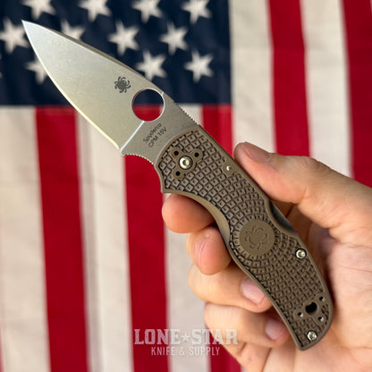 The Back Door: Spyderco Native 5 Lightweight Sprint Run - Brown FRN, 2.95" CPM-15V Stonewash, Lockback - Made in USA (C41PBN15V5) (Trade In)