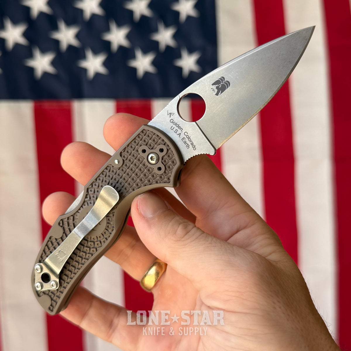 The Back Door: Spyderco Native 5 Lightweight Sprint Run - Brown FRN, 2.95" CPM-15V Stonewash, Lockback - Made in USA (C41PBN15V5) (Trade In)