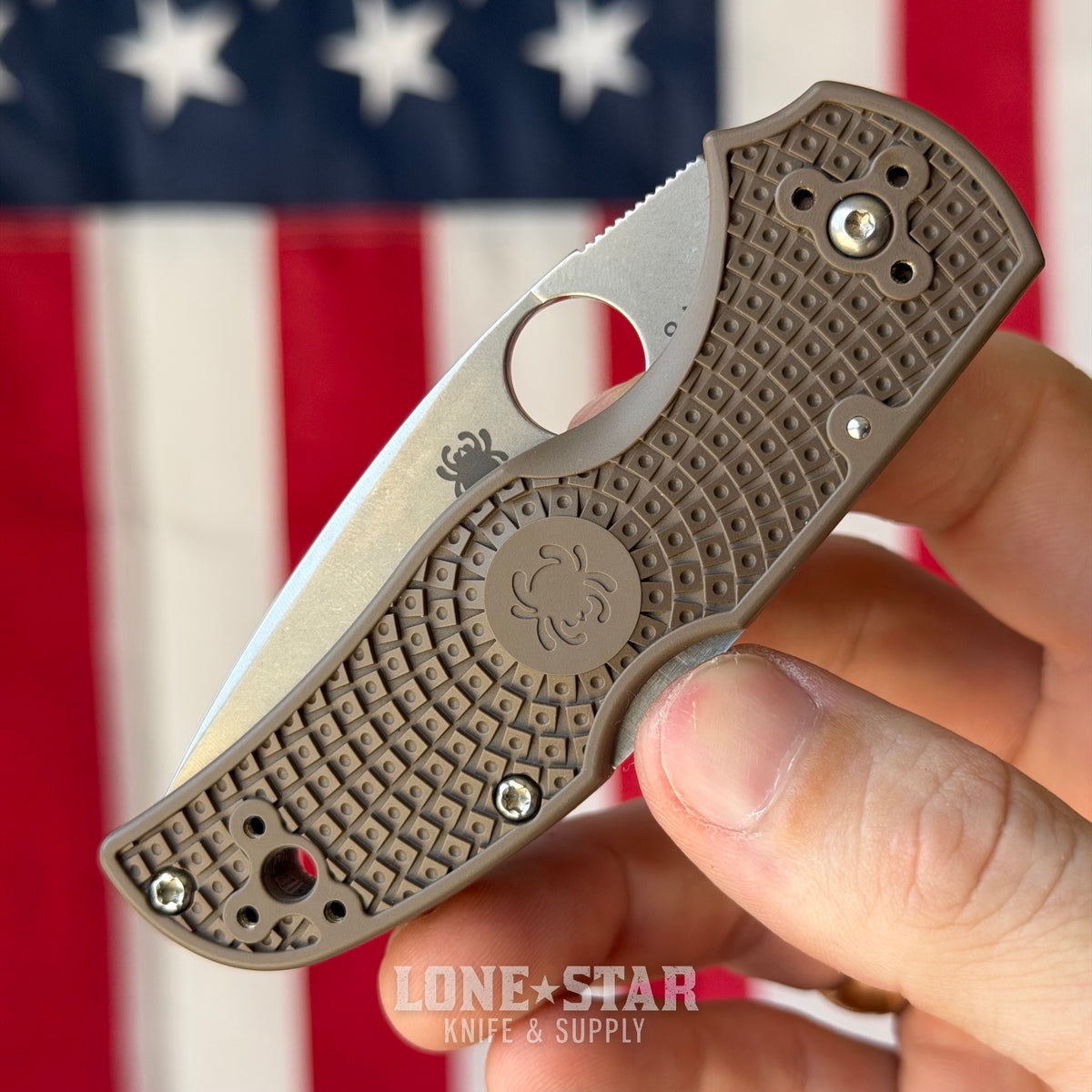 The Back Door: Spyderco Native 5 Lightweight Sprint Run - Brown FRN, 2.95" CPM-15V Stonewash, Lockback - Made in USA (C41PBN15V5) (Trade In)