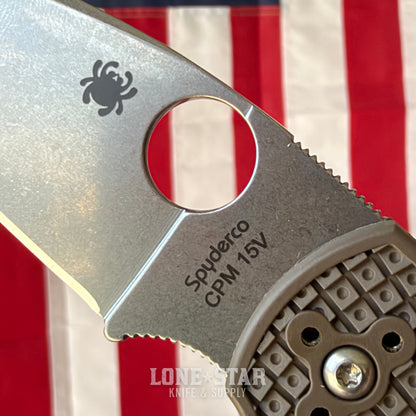 The Back Door: Spyderco Native 5 Lightweight Sprint Run - Brown FRN, 2.95" CPM-15V Stonewash, Lockback - Made in USA (C41PBN15V5) (Trade In)