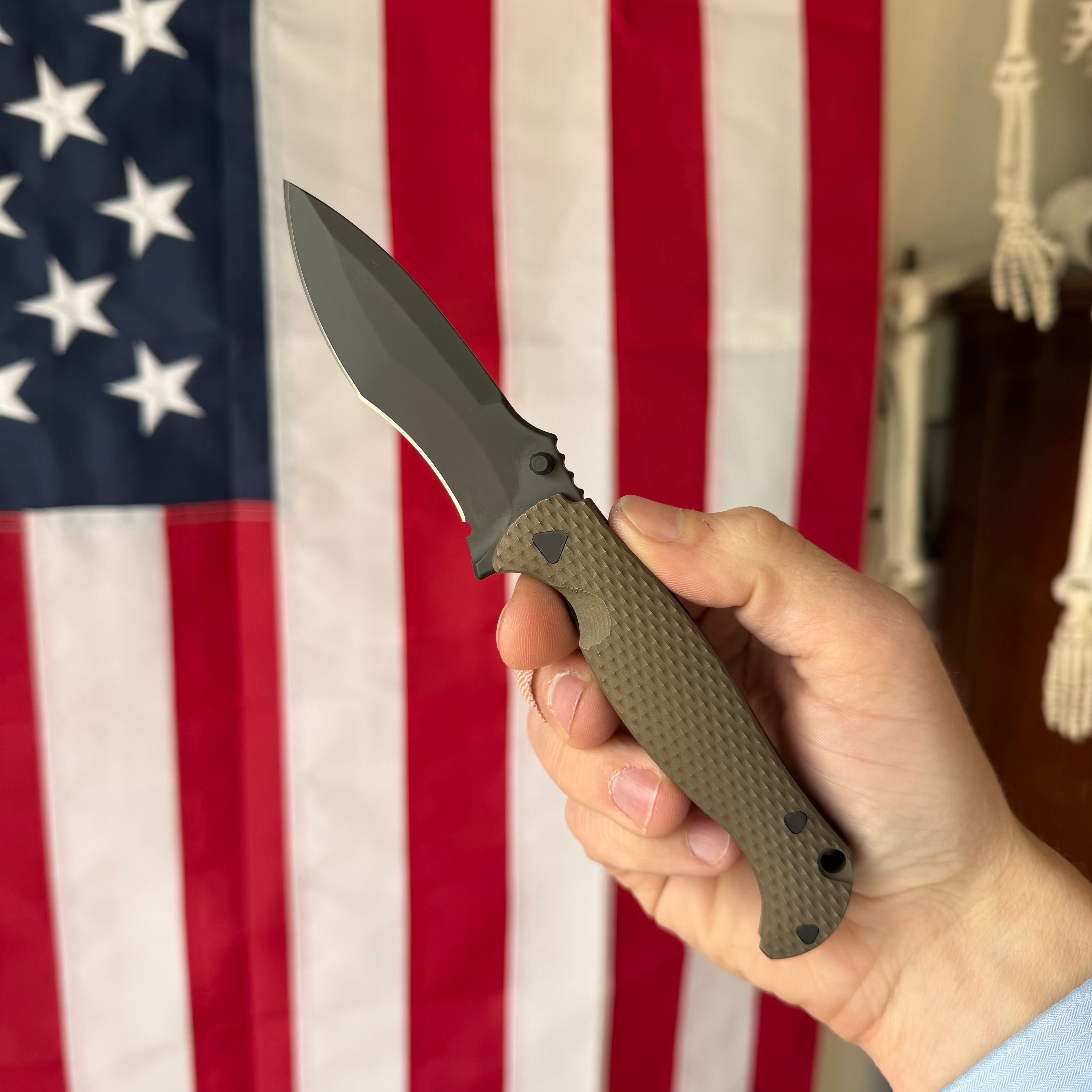 Half Face Blades Extremis Folder, PVD Coated Blade, Bronze Anodized Ti ...