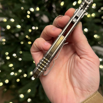 Microtech SOCOM Delta RAM-LOK Spear Point Knife, Stonewash Titanium Handle with Bronze Accents, 3.9″ Blade, Made in USA (Marfione Select, 159RL-10SMS2)