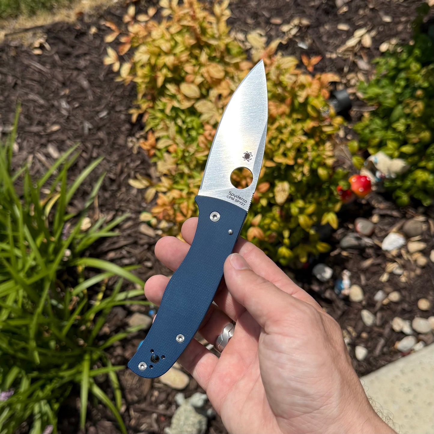 Spyderco Bodacious Knife – Cobalt Blue G‑10 Handle, CPM SPY27 Blade, Compression Lock – Made in USA (SC263GPCBL)