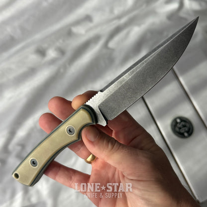 Shady Grady EDC Drifter Fixed Blade - O1 Darkened Stonewash, Paper Micarta, Leather Sheath - Made in USA (SG-DRIFTER-O1-PAPERMIC)