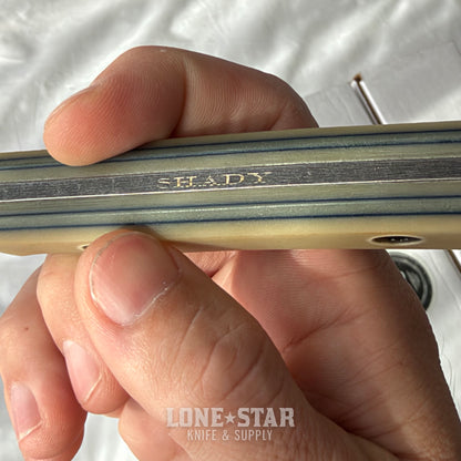 Shady Grady EDC Drifter Fixed Blade - O1 Darkened Stonewash, Paper Micarta, Leather Sheath - Made in USA (SG-DRIFTER-O1-PAPERMIC)