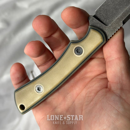 Shady Grady EDC Drifter Fixed Blade - O1 Darkened Stonewash, Paper Micarta, Leather Sheath - Made in USA (SG-DRIFTER-O1-PAPERMIC)