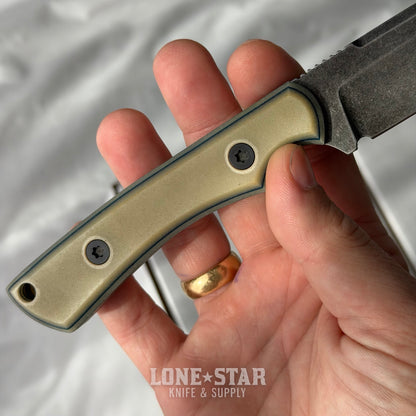 Shady Grady EDC Drifter Fixed Blade - O1 Darkened Stonewash, Paper Micarta, Leather Sheath - Made in USA (SG-DRIFTER-O1-PAPERMIC)