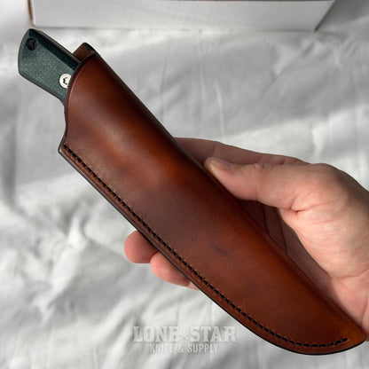 Shady Grady EDC Drifter Fixed Blade - Satin 12C27, Burlap and Green Micarta, Leather Sheath - Made in USA (SG-DRIFTER-12C27-BURLAPGRN)