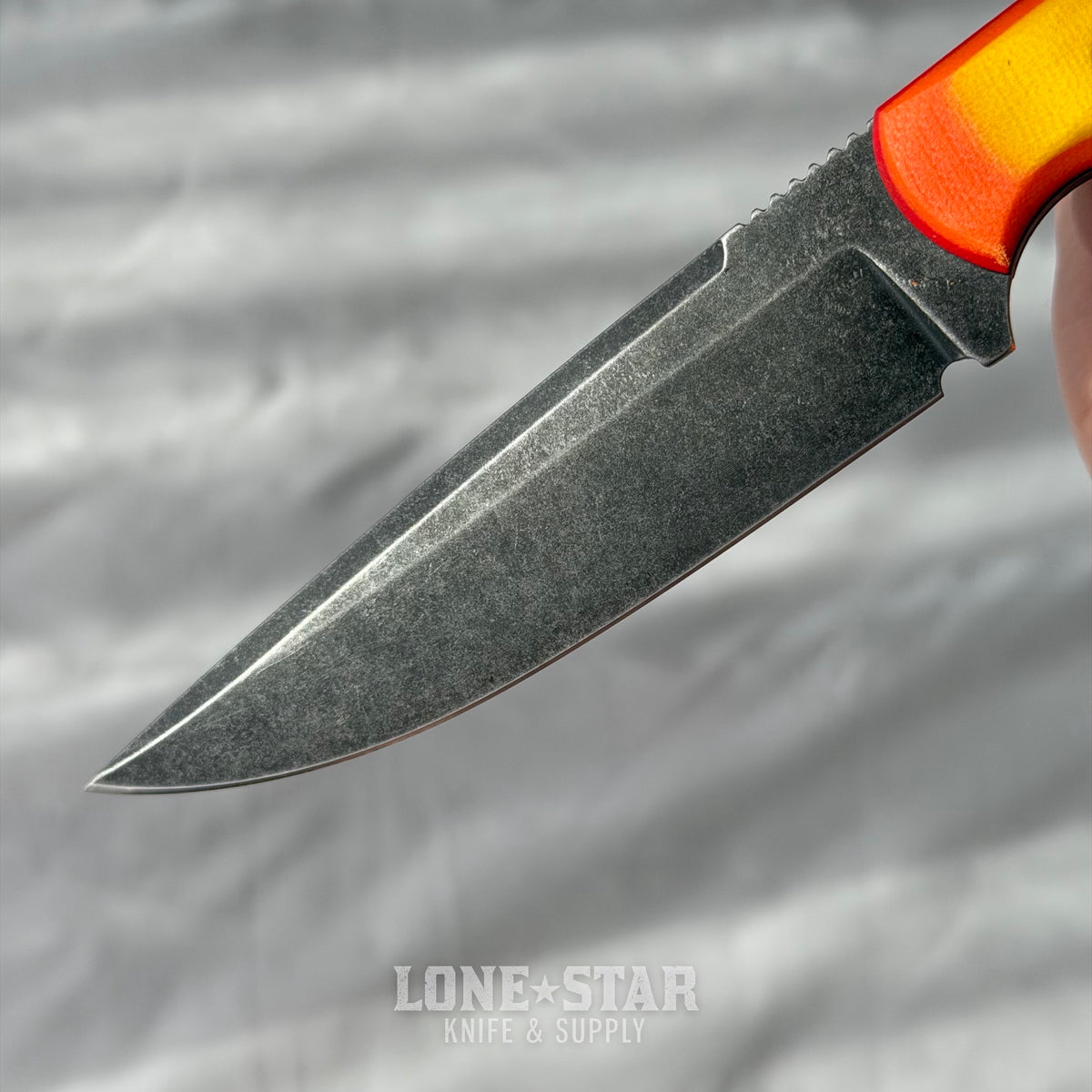 Shady Grady EDC Drifter Fixed Blade - O1 Darkened Stonewash, Orange and Yellow G10, Honeycomb Kydex Sheath - Made in USA (SG-DRIFTER-O1-ORGYELG10)