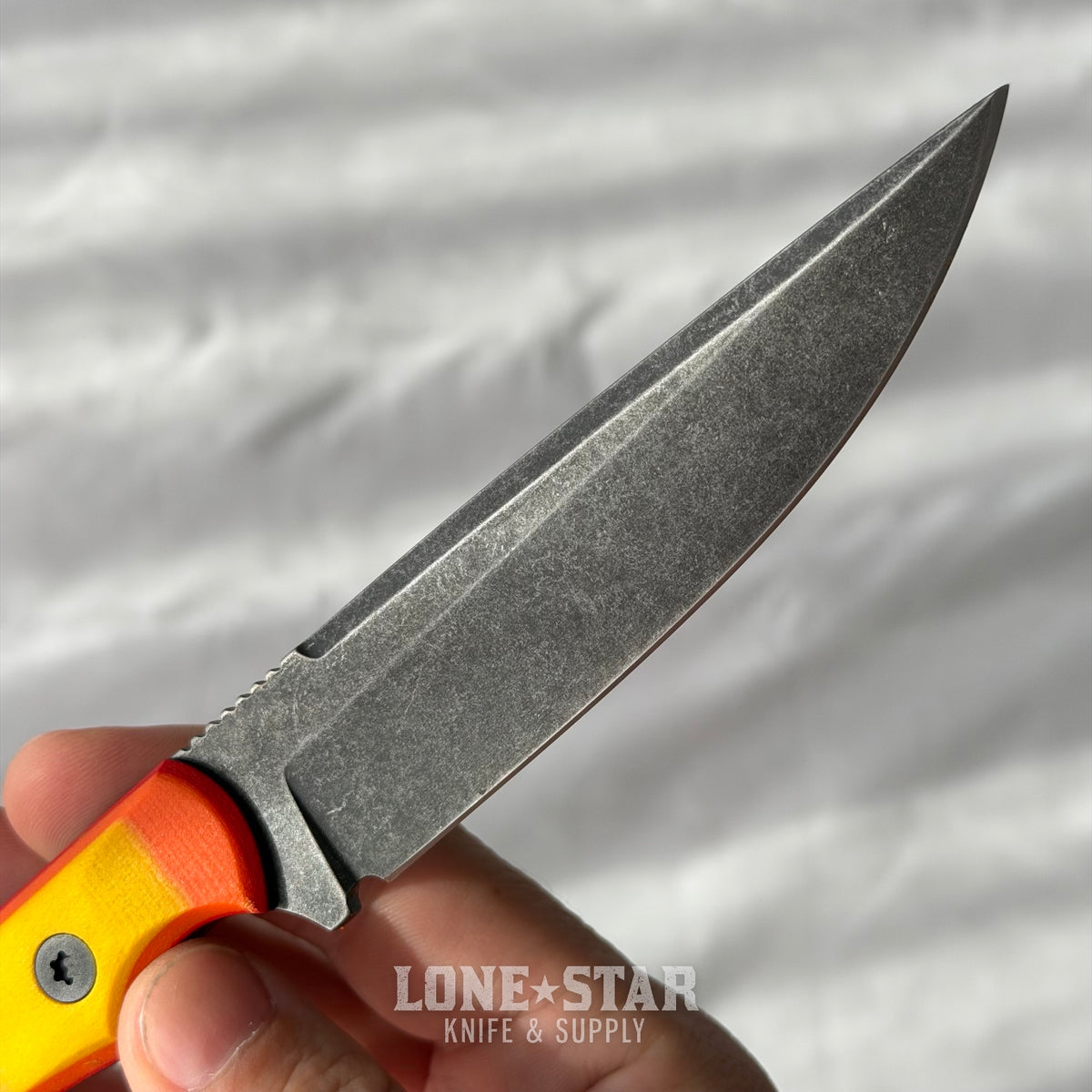 Shady Grady EDC Drifter Fixed Blade - O1 Darkened Stonewash, Orange and Yellow G10, Honeycomb Kydex Sheath - Made in USA (SG-DRIFTER-O1-ORGYELG10)