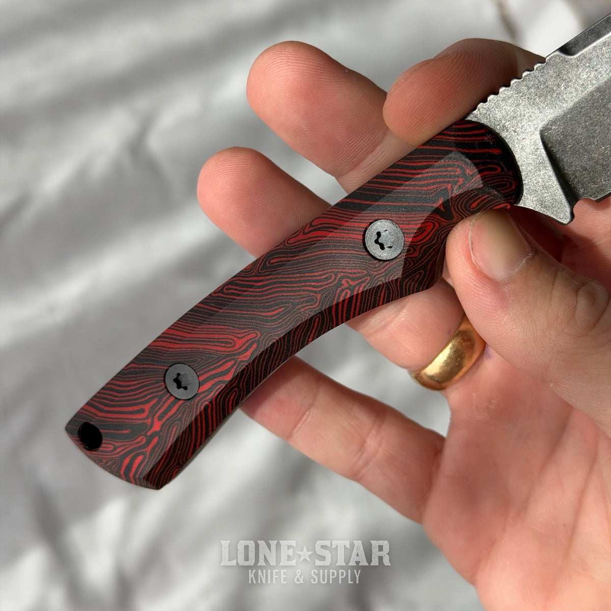 Shady Grady EDC Drifter Fixed Blade - O1 Darkened Stonewash, Red and Black G10, Kydex Sheath - Made in USA (SG-DRIFTER-O1-REDBLKG10)