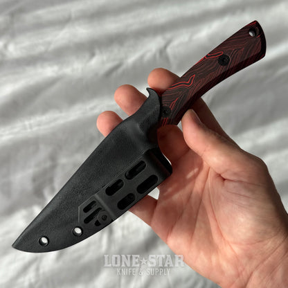 Shady Grady EDC Drifter Fixed Blade - O1 Darkened Stonewash, Red and Black G10, Kydex Sheath - Made in USA (SG-DRIFTER-O1-REDBLKG10)