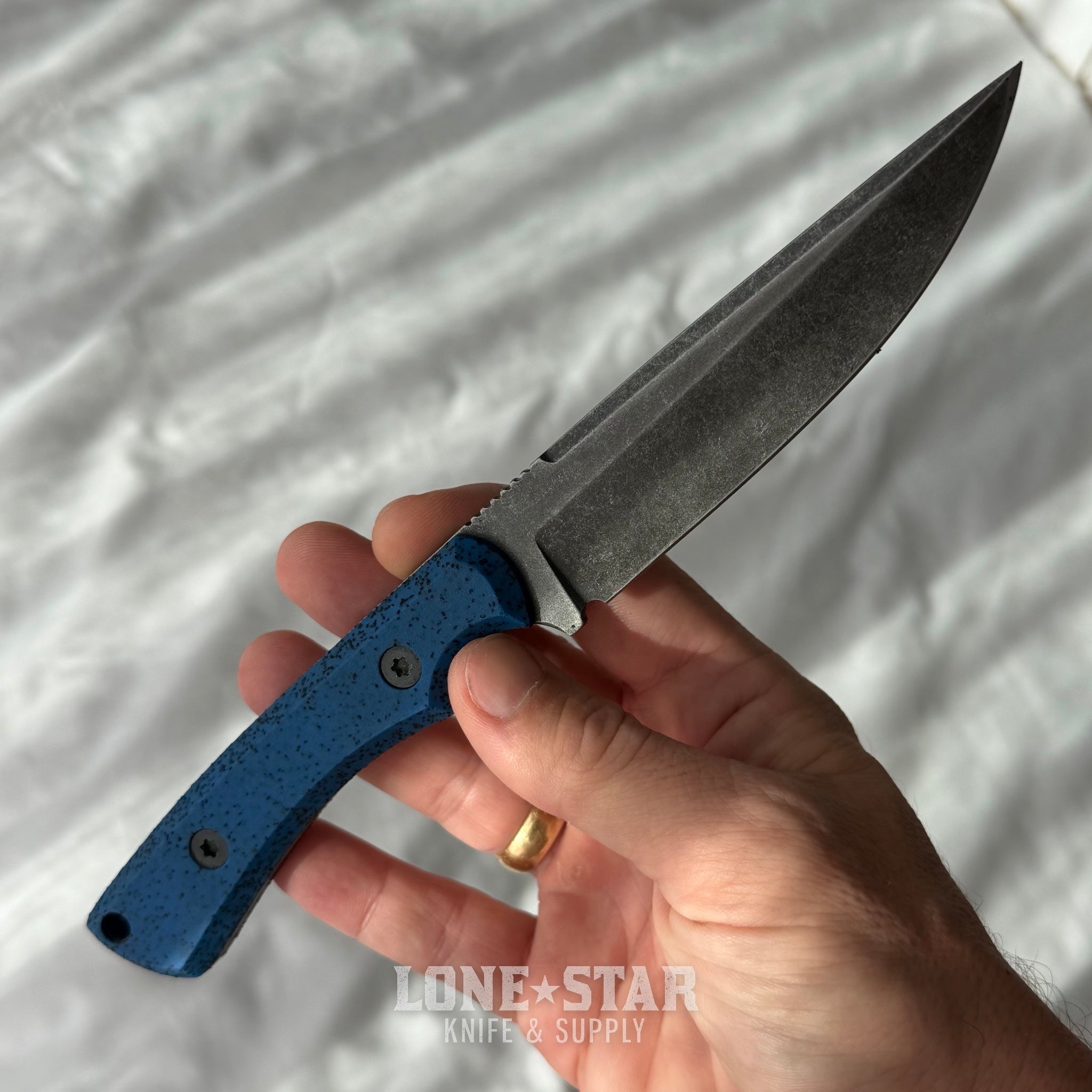 Shady Grady EDC Drifter Fixed Blade - O1 Darkened Stonewash, Blue