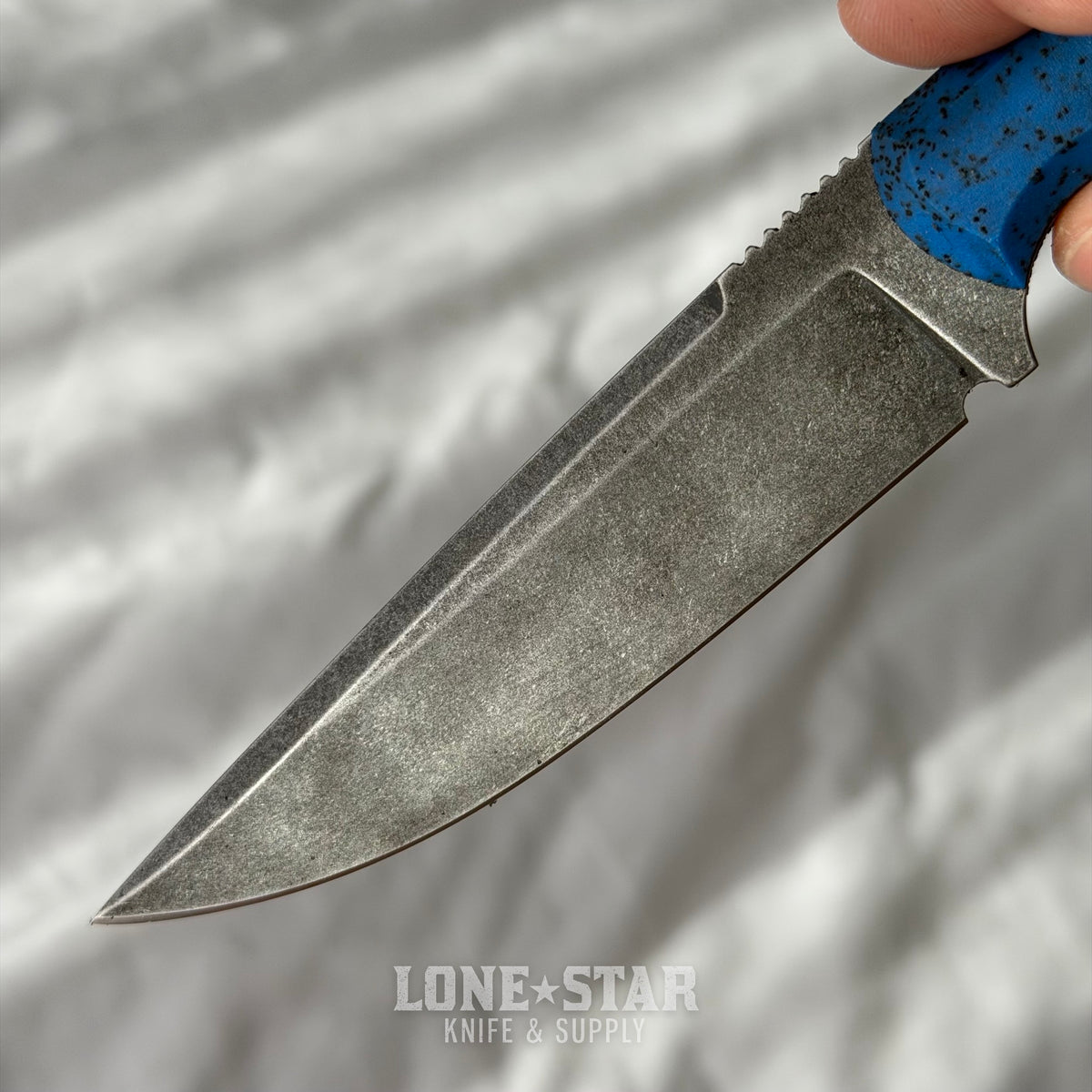 Shady Grady EDC Drifter Fixed Blade - O1 Darkened Stonewash, Blue GripX, Kydex Sheath - Made in USA (SG-DRIFTER-O1-BLUGRIPX)