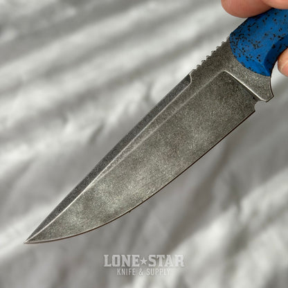Shady Grady EDC Drifter Fixed Blade - O1 Darkened Stonewash, Blue GripX, Kydex Sheath - Made in USA (SG-DRIFTER-O1-BLUGRIPX)