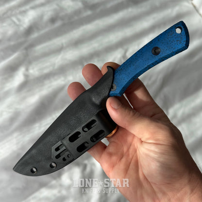 Shady Grady EDC Drifter Fixed Blade - O1 Darkened Stonewash, Blue GripX, Kydex Sheath - Made in USA (SG-DRIFTER-O1-BLUGRIPX)