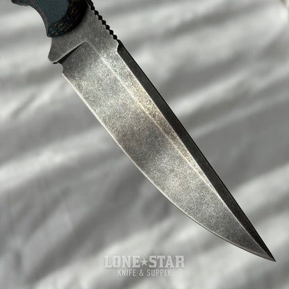 Shady Grady EDC Drifter Fixed Blade - O1 Darkened Stonewash, Green Linen Micarta, Leather Sheath - Made in USA (SG-DRIFTER-O1-GRNLINEN)