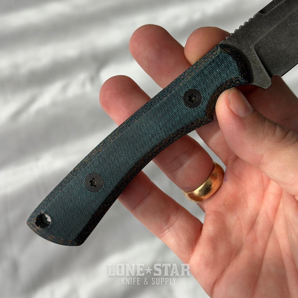 Shady Grady EDC Drifter Fixed Blade - O1 Darkened Stonewash, Green Linen Micarta, Leather Sheath - Made in USA (SG-DRIFTER-O1-GRNLINEN)