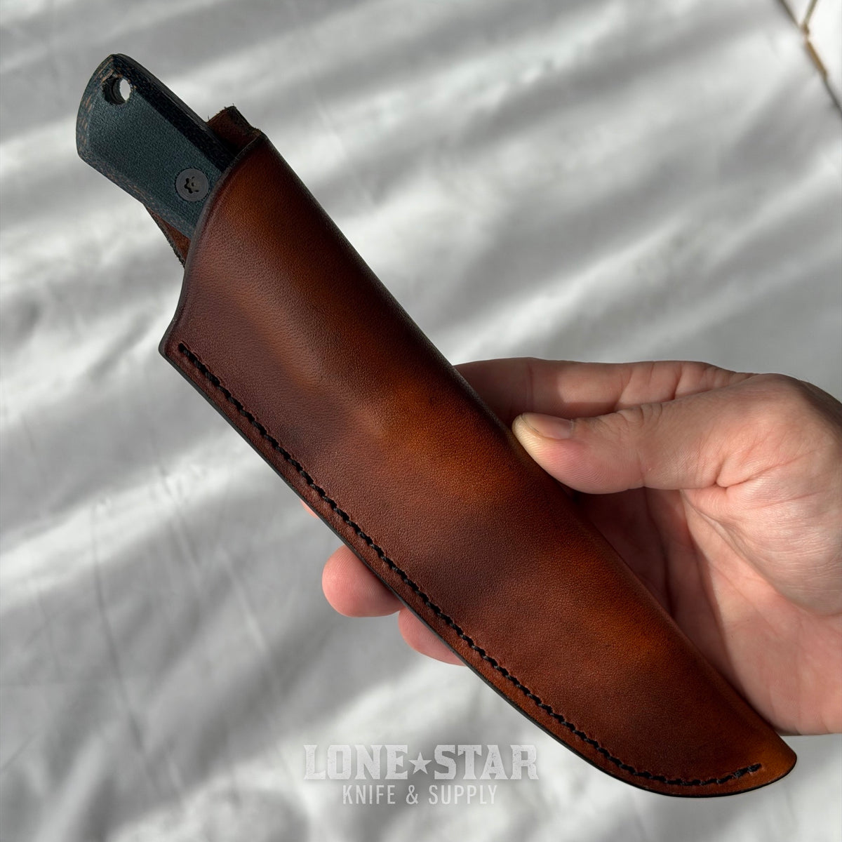 Shady Grady EDC Drifter Fixed Blade - O1 Darkened Stonewash, Green Linen Micarta, Leather Sheath - Made in USA (SG-DRIFTER-O1-GRNLINEN)