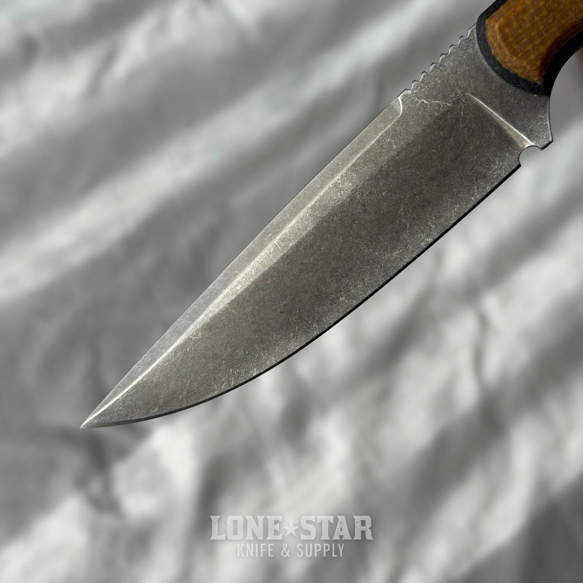 Shady Grady EDC Drifter Fixed Blade - Satin 12C27, Three Color Burlap Micarta, Leather Sheath - Made in USA (SG-DRIFTER-12C27-BURLAP3)