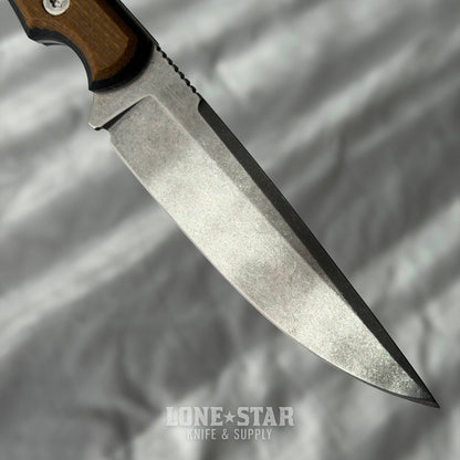 Shady Grady EDC Drifter Fixed Blade - Satin 12C27, Three Color Burlap Micarta, Leather Sheath - Made in USA (SG-DRIFTER-12C27-BURLAP3)