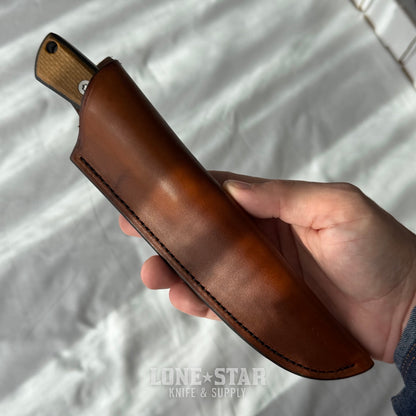 Shady Grady EDC Drifter Fixed Blade - Satin 12C27, Three Color Burlap Micarta, Leather Sheath - Made in USA (SG-DRIFTER-12C27-BURLAP3)