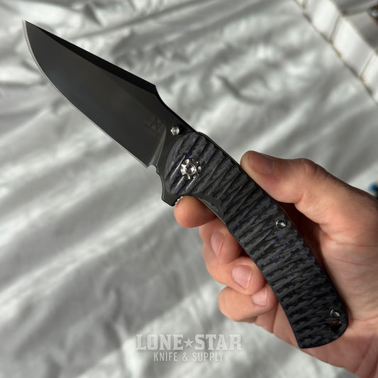 Nicholas Nichols Guppy 3.5 - 3.5" DLC MagnaCut, Purple Flow Carbon Fiber, Smooth Titanium Framelock - Made in USA (NN-GUPPY35-PURPFLOW)