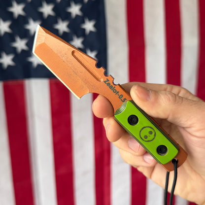 Severed Metal Works Zealot Fixed Blade – 2.5” Tanto Blade, 80CrV2 Steel, Micarta Scales – Made in USA
